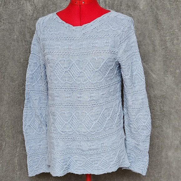 JEANNE PIERRE blue knit sweater size S - Picture 1 of 11